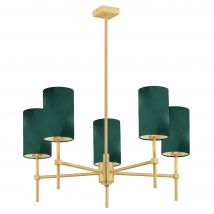 Abruzzo Multi Arm Pendant Ceiling 5 Light Green, Brushed Brass