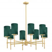Abruzzo Multi Arm Pendant Ceiling 8 Light Green, Brushed Brass