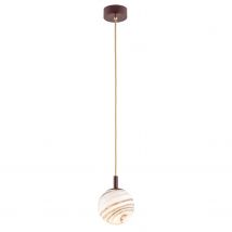 Almiros Globe Pendant Ceiling Light White-Brown (Marble Colour), Chocolate Brown, Gold Wire