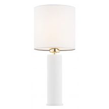 Almada Table Lamp With Round Shade White, White Structure, Brass Elements
