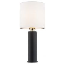 Almada Table Lamp With Round Shade White, Black Structure, Brass Elements