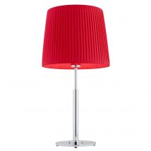 Asti Table Lamp With Round Tapered Shade Red, Chrome