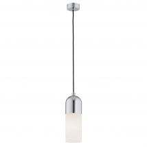 Burgos Slim Pendant Ceiling Light Opal Matt, Chrome