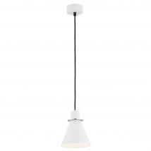 Beverly Dome Pendant Ceiling Light White Structure, Chrome Elements