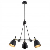 Charlotte Multi Arm Pendant Ceiling 3 Light Black Structure, Brass Elements