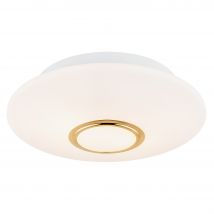 Chicago Flush Ceiling 2 Light Opal Matt, Brass Elements