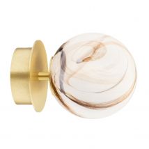 Fabio Wall Lamp White-Brown (Marble Colour), Brushed Brass IP44