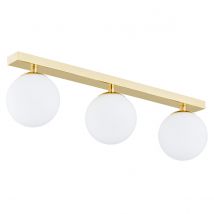 Flavio Globe Bar Ceiling 3 Light Brass Steel, Glass Opal Matt IP44