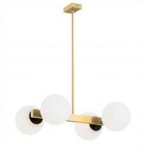 Freemont Globe Pendant Ceiling Light Opal Matt, Brushed Brass