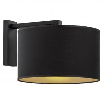 Karin Wall Lamp With Shade Black With Golden Mean, Black Structure