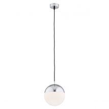 Livia 20cm Globe Pendant Ceiling Light Opal Matt, Chrome IP44