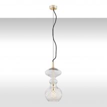 Bilbao II Dome Pendant Ceiling Light Transparent, Brass Steel