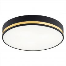 Amore 45cm Flush Ceiling 3 Light Black Structure With Gold Strip