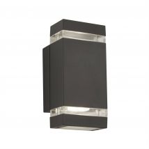 2 Light Outdoor Up & Down Wall Light Grey IP44, GU10