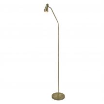 Fusion 1 Light Floor Lamp Antique Brass with Flexi Head, GU10