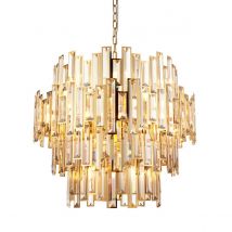 Viviana Pendant Ceiling Light Gold Effect Plate, Champagne Crystal, 15x E14