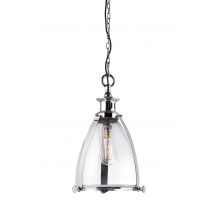 Ceiling Pendant Light Clear Glass, Polished Nickel, E27