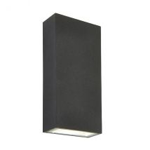 Morti Integrated LED 2 Light Outdoor Up Down Wall Light Textured Dark Matt Anthracite, Glass IP44