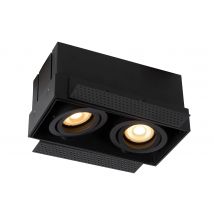 Trimless Modern Twin Recessed Downlight - 2xGU10 - Black