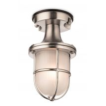 Nautic 1 Light Outdoor Flush Light Nickel with Frosted Glass IP54, E27