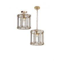 Vestal 28cm Round Drum Pendant/Semi Ceiling, 1 Light E27, French Gold