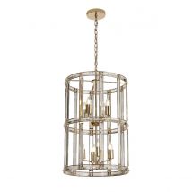 Vestal 45cm Medium Round Column Pendant, 8 Light E27, French Gold