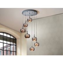 Ari 7 Light Dimmable Spiral Crystal Ceiling Cluster Pendant Remote Control Chrome, G9