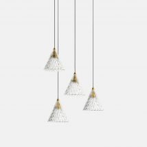 Veneto LED 4 Light Dome Cluster Ceiling Pendant Gold Matt White Dali Dimming 31cm 2075lm 2700K