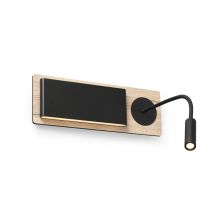 Mood Wood Wall Lamp Black With Reader 2x 3W