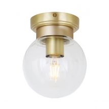 Jordan Outdoor Globe Ceiling Light, Satin Brass, Clear Glass, IP65