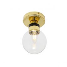 Ayr Outdoor Globe Ceiling Light, Polished Brass, Clear, IP65