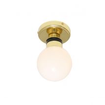 Ayr Outdoor Globe Ceiling Light, Polished Brass, Opal, IP65
