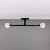 Monto Bathroom Ceiling Light 61cm Matt Black, Opal, IP44