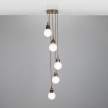 Seoul Outdoor 5 Light, Antique Brass, Opal Globe, IP65