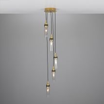 Seoul Outdoor 5 Light, Satin Brass, Clear Tube, IP65