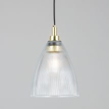 Brooke Outdoor Pendant Light, Polished Brass, Clear Glass, IP65