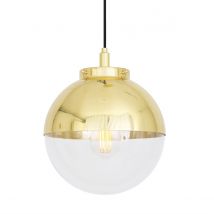 Mica Bathroom Globe Pendant, Polished Brass, Clear Glass, IP44