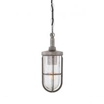 Owel-A Outdoor Pendant, Antique Silver, Crackled Glass, IP65