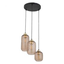 Pescara Cluster Pendant Ceiling Light Black, Amber Glass 3xE27