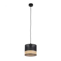 Paglia Slim Pendant Ceiling Light Black, Rafia 1xE27