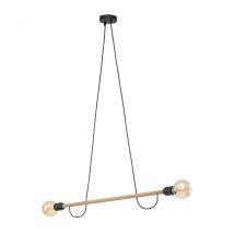 Helix Pendant Ceiling Light Black, Pine 2xE27