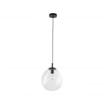 Sol 25cm Globe Pendant Ceiling Light Black, Clear 1xE27