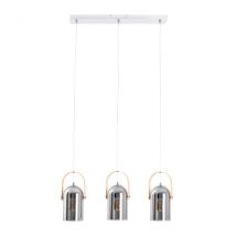 Vidrio Bar Pendant Ceiling Light Silver 3xE27