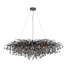 Icicle Chandelier Glass Drops Pendant Ceiling Light Black 15x G9