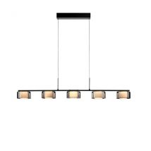 Rika Bar Pendant Ceiling Light Black 5x 7.6W LED 3000K Dimmable