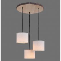 Bark Cluster Pendant Ceiling Light Wooden Decor 3x E27