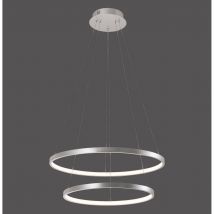 Circle Pendant Ceiling Light Silver 1x 23W LED 3000K, 1x 18W LED 3000K
