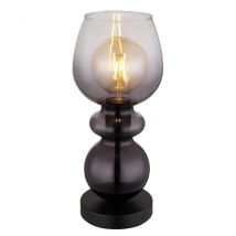 Clarity Table Lamp Matt Black Smoke Glass Shade 1x E27