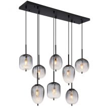 Attila Cluster Pendant Ceiling Light Matt Black Smoke Glass Shade 8x E14