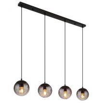 Dallerta Bar Pendant Ceiling Light Matt Black Smoke Glass Shade 4x E27